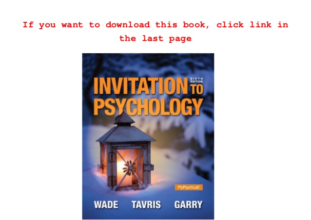 Invitation To Psychology 6th Edition Pdf Free Download